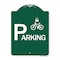 Signmission Parking With Cycle and Lock, Green & White Aluminum Architectural Sign, 18" x 24", GW-1824-24625 A-DES-GW-1824-24625 - alternate 1